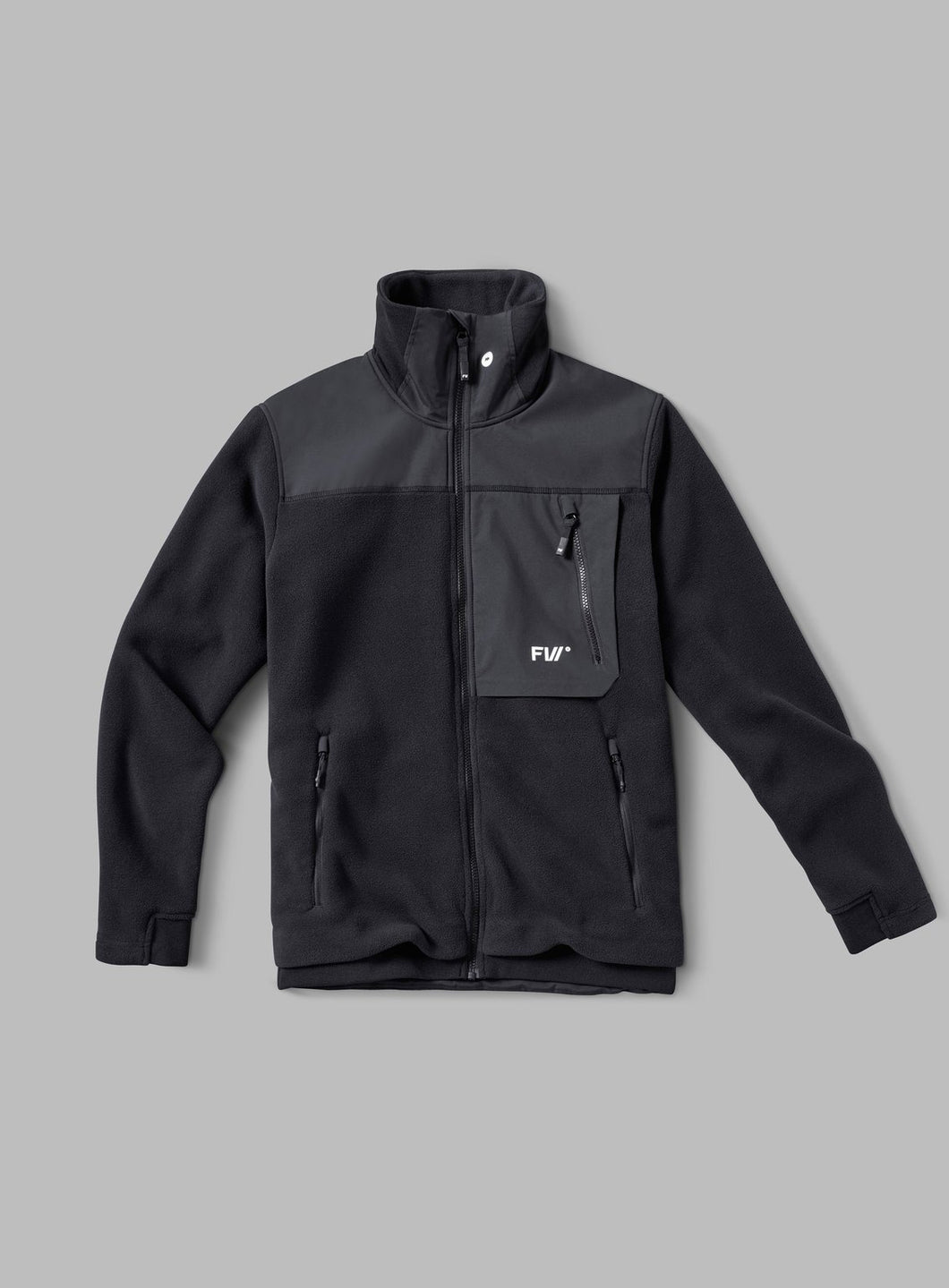 Men's fleece in black front view.